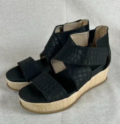 Dr Scholls Women Leather Animal Print Wedge Sandals Size 8W Strappy Boho Comfort - Imagem 1 de 4