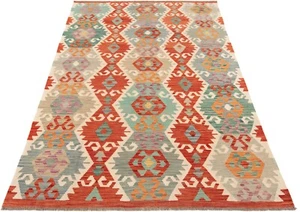 Kelim Afghan 254x169 cm Handgewebter Orientteppich kilim Wolle Carpet Rug Rot - Picture 1 of 10