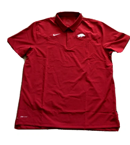 Nike Arkansas Razorbacks Dri-FIT UV Coaches Polo Shirt Mens Crimson DC6376-698 Cover