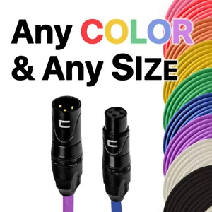 3 Pin XLR Male to Female Balanced Cable - Custom Length Color Microphone Cord