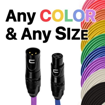 3 Pin XLR Male to Female Balanced Cable - Custom Length Color Microphone Cord - Image 1 of 4