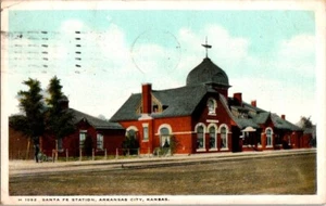 Antique POSTED (1911) Postcard | Santa Fe Station, Arkansas City, Kansas - Picture 1 of 10