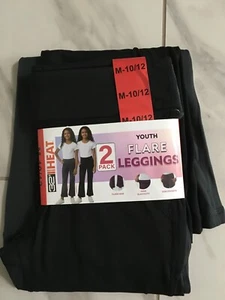 32 Degree Heat, 2Pack Youth Girls Flare Leggings, Medium 10/12, Black, Gray, New - Picture 1 of 9
