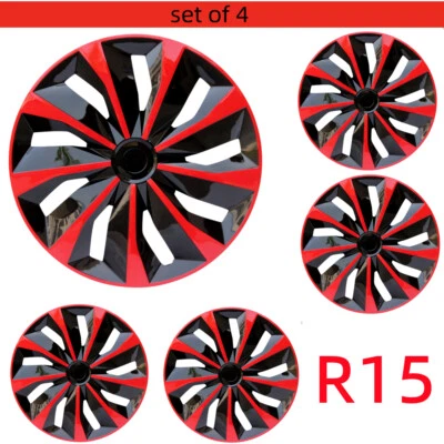 Black & Red Set (4pcs) fit for Chevrolet Cruze 2011-2015 15" Hubcaps Wheel Cover - Image 1 of 4