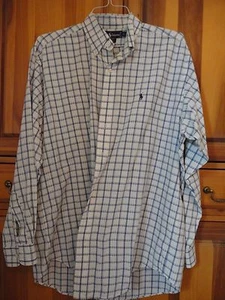Men's Polo Ralph Lauren Blue Plaid Large Long Sleeve Shirt - Picture 1 of 3