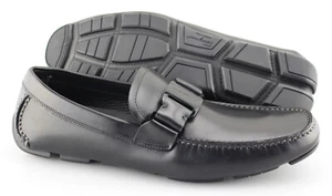 Men's SALVATORE FERRAGAMO 'Sardegna' Black Leather Loafers Size US 7.5 - D - Picture 1 of 6