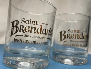 Saint Brendan's SET 2 GLASSES Irish Cream Liquor Collectible 6 oz Imprinted - Picture 1 of 5