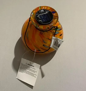 Orange Glass (4.84'' H) Solar Powered Outdoor Hanging Light (New w/ Tags) - Picture 1 of 5
