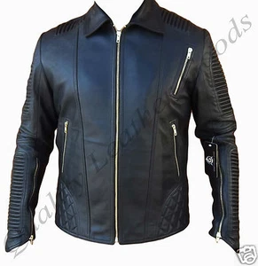 HERREN ELITE 80ER VINTAGE LEDERJACKE BIKER GESTEPPT ROCK PUNK GROSS - Bild 1 von 4