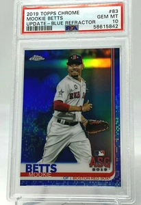2019 Topps Chrome #83 Mookie Betts BLUE REFRACTOR ~ Serial #117/150 ~ PSA 10 ~ - Picture 1 of 12