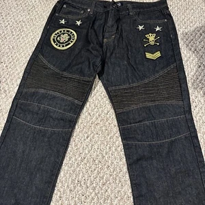 Maxi Millian Mens  Slim Fit Design Army Patches 40x32 Blue Jean - Picture 1 of 4