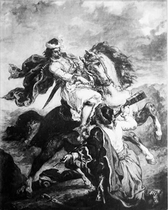 COMBAT du GIAOUR et du PACHA - Planche GRAND FORMAT du 19e (de Delacroix) - Picture 1 of 2