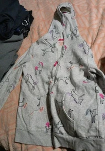 Cat & Jack Girls Unicorn Pattern Full Zip Hoodie Sweatshirt Fleece Lined Medium - Picture 1 of 4