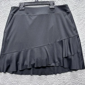 Greg Norman Crossover Flounce Pull On Skort Medium Black Golf Activewear New - Picture 1 of 12