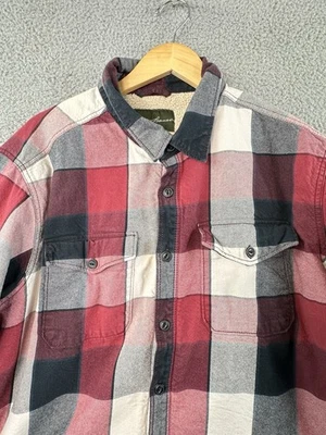 Eddie Bauer Sherpa Forrada Franela Camisa Chaqueta Chaqueta Para Hombres 2XL Rojo Negro Cuadros Foto 1 de 4