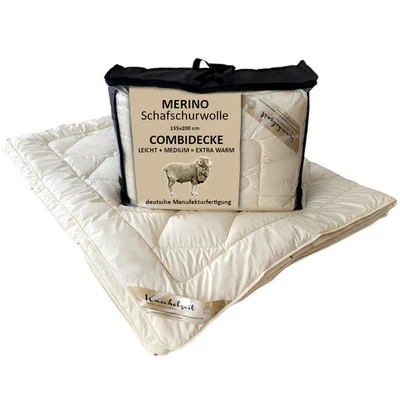 Merino Schaf-Schurwoll 4 Jahreszeiten Decke Combi Bettdecke Vierjahreszeiten - Bild 1 von 4
