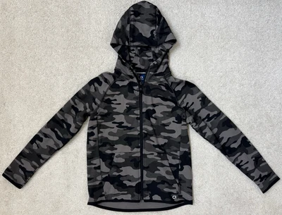 Chaqueta de bolsillo con capucha y cremallera completa camuflada negra/gris GapFit para niños 8 Foto 1 de 4