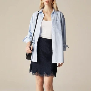 J Crew NWT $118 Gwen Lace-Trim Slip Skirt in Navy | Sz XL - Picture 1 of 2