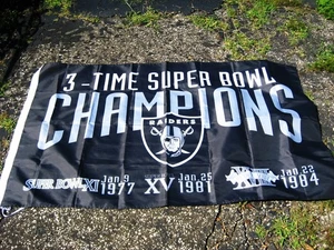 Oakland Raiders 3 Time Super Bowl Champions Banner 3 by 5 Foot WOW!!! - Picture 1 of 2