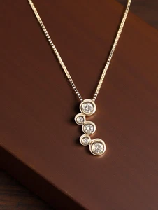 MASSIVER 14K GELBGOLD NATÜRLICHER DIAMANT 1/2" ANHÄNGER 20" BOX KETTE HALSKETTE #7957 - Bild 1 von 7