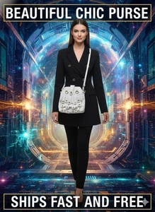 Bolso Rara Avis Iris Apfel Búho Blanco | Cartera de Hombro con Flecos Tachonados Retro Elegante - Imagen 1 de 14