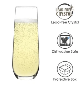 6 Champagnerglas, stiellos bleifrei Kristall. 8 Oz Mimose - Bild 1 von 2