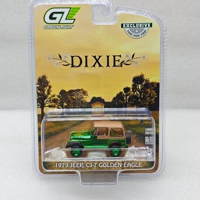 Greenlight 1:64 1979 Jeep CJ-7 Golden Eagle Chase Chrome Green Collectible Car - Image 1 of 3