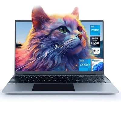 15.6 inch Laptop 16GB+512GB Windows 11 Computers Support WiFi Bluetooth  Type-C - Image 1 of 4