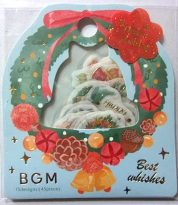 BGM Christmas Tree Wreath Masking Washi Paper Flake Sticker Japan 45 pieces - Picture 1 of 3