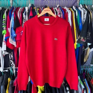 Vintage Lacoste Sport Red Wool Sweater Jumper Pullover Size 6 - Picture 1 of 9