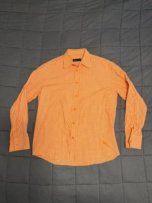 Camisa Rocawear Para Hombre Naranja A Cuadros Manga Larga Abotonada Hip Hop Y2K Talla Mediana Foto 1 de 4
