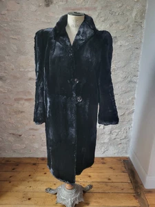 Ancien manteau femme en lapin rasé ? années 40 Old fur coat 1940 T44 sz XL+ - Imagen 1 de 21