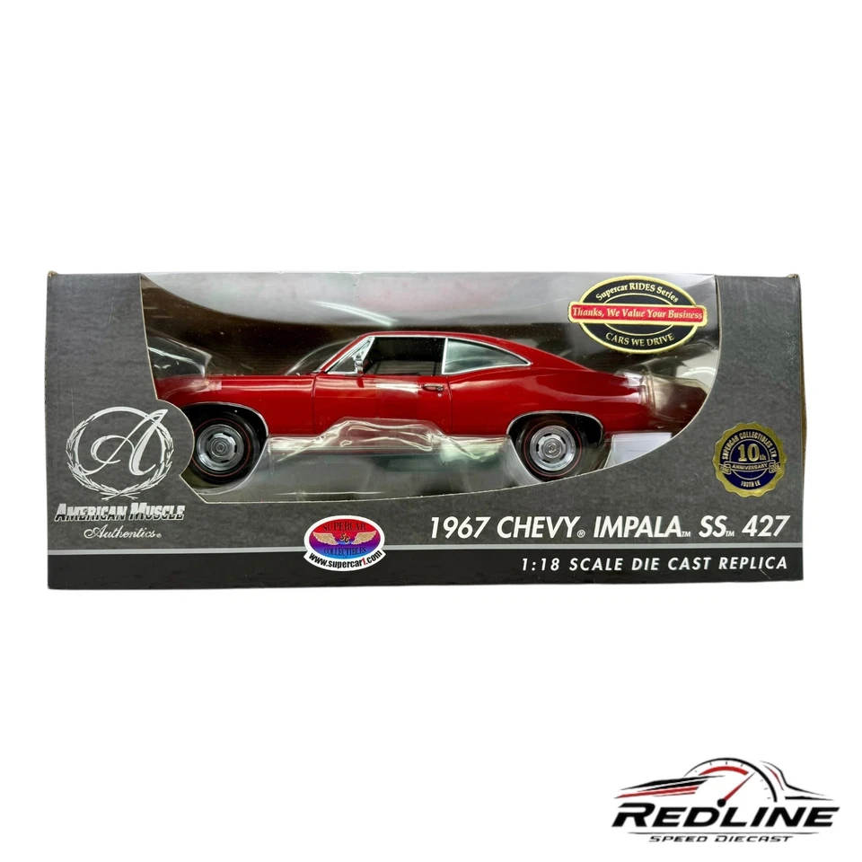🇺🇸Ertl American Muscle Authentics 1967 Chevy Impala SS427 Red 1:18 B2🇺🇸 - Image 1 of 4