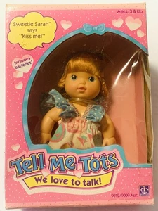 Tell Me Tots Talking Doll Sweetie Sarah Kiss Me 1990 Hasbro NOB getestet funktioniert - Bild 1 von 15