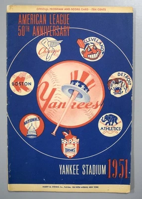 Tarjeta de puntuación oficial de la temporada 1951 New York Yankees vs Boston Red Sox Foto 1 de 3