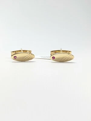 14K Yellow Gold Oval Ruby Signet Cufflinks - Image 1 of 4
