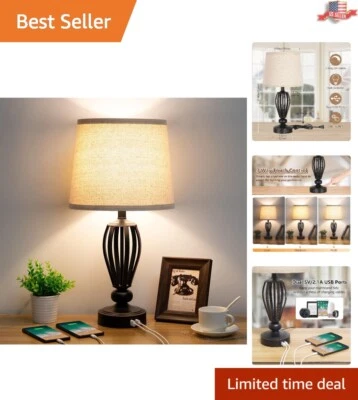 Bedside Lamp - 3 Way Dimmable Touch Table Lamp with Dual USB Charging Ports - Image 1 of 4