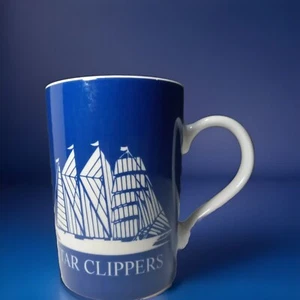 Star Clipper Sailing Vessel Ceramic Blue Coffee Mug With Dolphin Embossed Inside - Picture 1 of 7