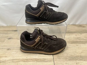New Balance 574 Dark Brown/black Suede Shoes - 4.5 Youth - Picture 1 of 12