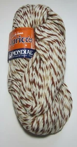 LOT of 2 skeins Mondial CAPRICCIO Super Chunky Merino Wool Yarn #934 BROWN WHITE - Picture 1 of 1