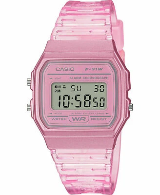 Casio F91WS-4,   7 Year Battery Chronograph Watch, Pink Silicone Strap, Alarm - Image 1 of 2