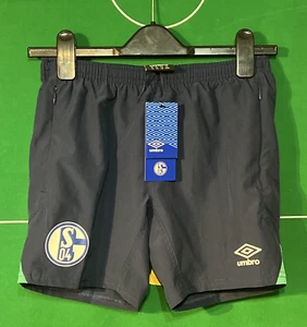 FC SHALKE 04 - FOOTBALL SHORTS - BLUE (BOYS YM) ZIP POCKETS - BNWT - Picture 1 of 6