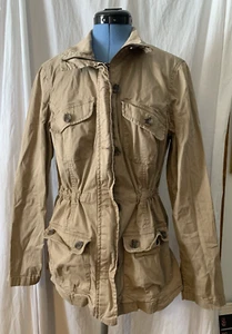 Sonoma Khaki Cargo Jacket Women XXL Zip Up and Buttons and Draw String Close - Picture 1 of 8