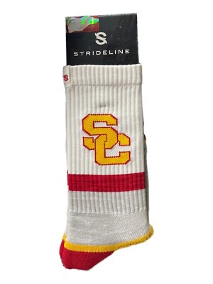 Strideline USC Trojans Adult's CREW Socks WHITE/GRAY - New With Tags - Image 1 of 2