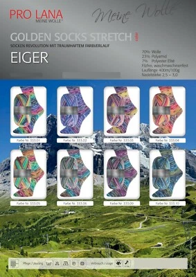 "Pro Lana Golden Socks Stretch Eiger" 100g Sockenwolle Strumpfwolle 4fach