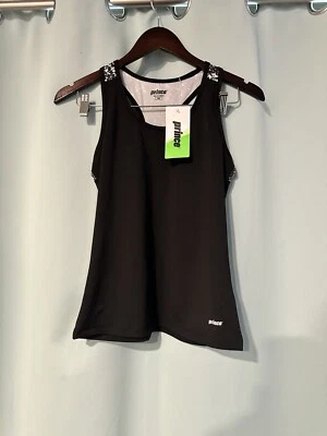 Camiseta sin mangas Prince Tennis espalda deportiva para mujer XS negra salpicaduras lunares estampado de moda nueva con etiquetas Foto 1 de 3