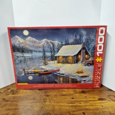 Rompecabezas de 1000 piezas Eurographics Sam Timm A Cozy Christmas Cabin Snow Foto 1 de 4