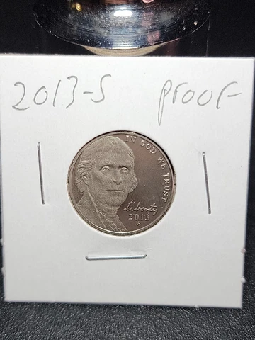2013 S Proof Jefferson Modified Nickel in Uncirculated Condition in Coin-Flip Cover