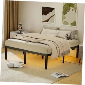18 Inch Queen Size Metal Bed Frame with LED Lights, USB & Type-C Charging - Picture 1 of 8