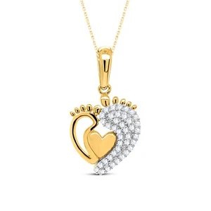 0,13 kt natürlicher I2 H Diamant Herz Anhänger 18" Halskette 10 K Gelbgold - Bild 1 von 9